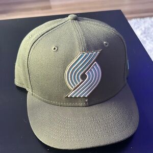 Olive Green Portland Trail Blazers new era fitted hat size 7 1/8